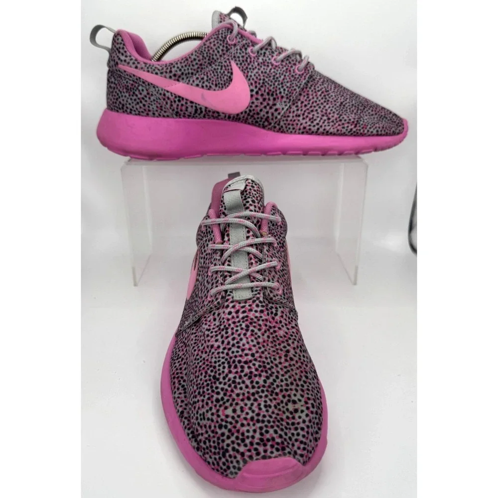 Nike Roshe‎ Run Cheetah Print Sneakers Pink Gray US Size 10 599432-005